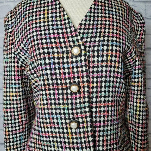 Ann Taylor Tweed Multi Color Long Sleeve Blazer Jacket - Pearl Buttons - Picture 5 of 8